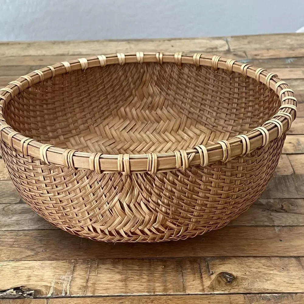 Vintage Hand Woven Round Bottom Wicker Winnowing Basket 11